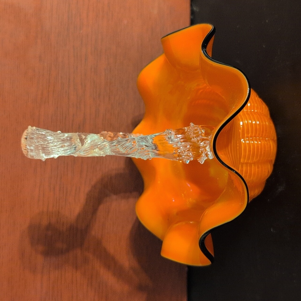 Vintage Hand Blown Glass Basket - Picture 2 of 6